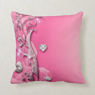 Elegant Pink Rose Diamonds Throw Pillow