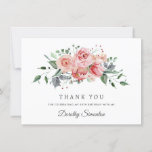 Elegant Pink Rose Floral 90th Birthday Flat Thank You Card<br><div class="desc">A beautiful and elegant thank you card designed especially for a 90th birthday party. It features a large floral spray of soft pink roses nestled in green leaves. Two lines are provided for a customised thank you and the birthday woman's name. This item is part of the Elegant Pink Rose...</div>