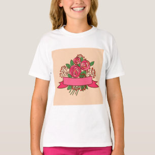 Elegant Pink Rose Floral Bouquet T-Shirt