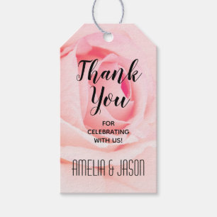 Elegant Pink Rose Floral Thank You Favours Gift Tags