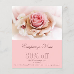 elegant pink rose flower wedding florist flyer