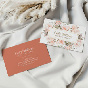 Elegant Pink Rose Flowers Business Card