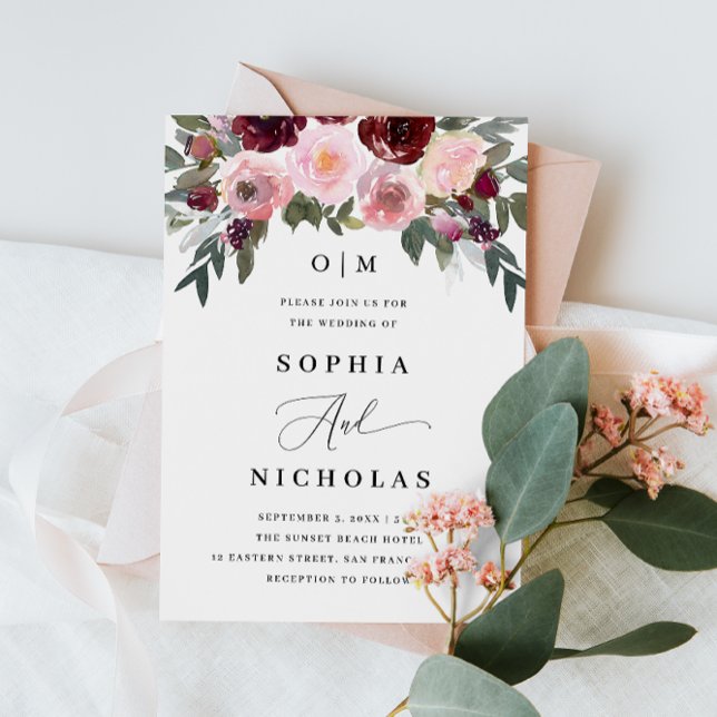 Elegant pink rose flowers. Garden floral wedding Invitation (Creator Uploaded)