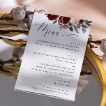 Elegant pink rose flowers. Garden floral wedding  Menu<br><div class="desc">Watercolor elegant delicate floral Menu with pink rose maroon flowers for botanical garden wedding. Suitable for birthday,  anniversary and any other party. Please contact me if you need additional items.</div>