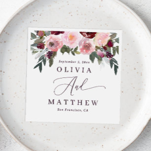 Elegant pink rose flowers. Garden floral wedding Napkin