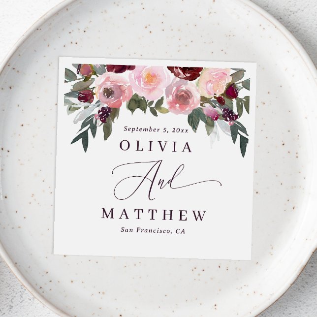 Elegant pink rose flowers. Garden floral wedding Napkin (Creator Uploaded)