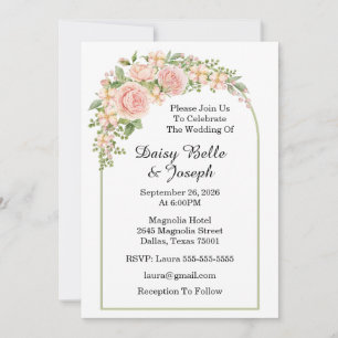 Elegant Pink Rose Garden  Invitation