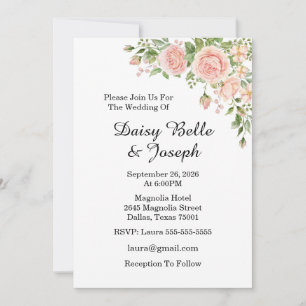 Elegant Pink Rose Garden  Invitation