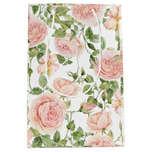 Elegant Pink Rose Garden Medium Gift Bag