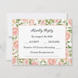 Elegant Pink Rose Garden RSVP Card