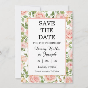 Elegant Pink Rose Garden Save The Date