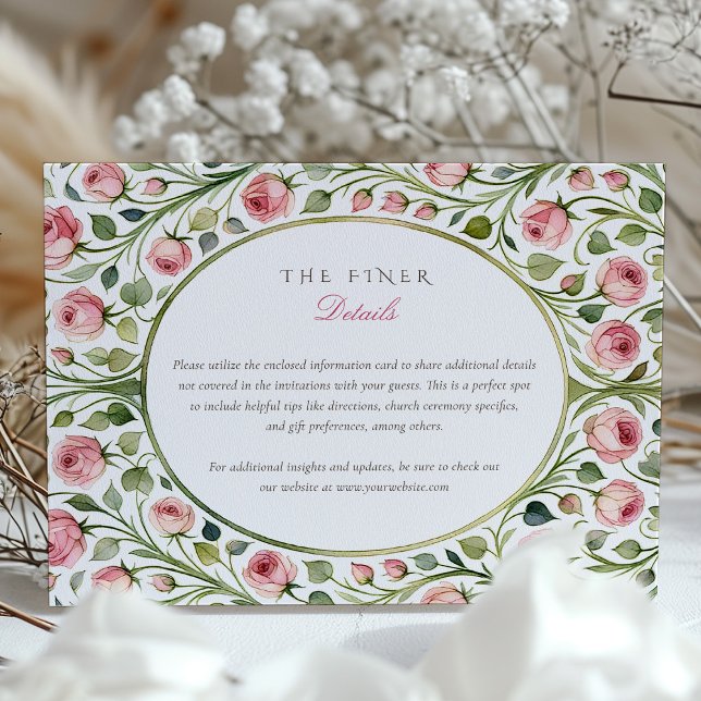 Elegant Pink Rose Garden Wedding Details Enclosure Card (Creator Uploaded)