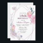 Elegant Pink Rose Geometric 18th Birthday Party Invitation<br><div class="desc">Elegant Pink Rose Geometric 18th Birthday Party Invitation

See matching collection in store</div>