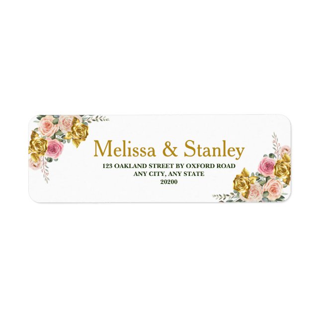 Elegant Pink, Rose Gold Eucalyptus Floral Return (Front)