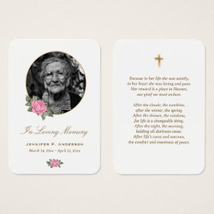 Elegant Pink Rose Gold Floral Memorial Cards