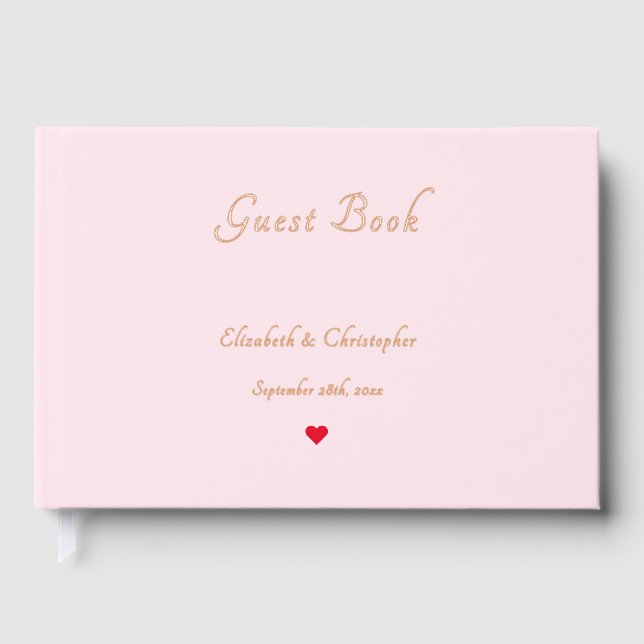 Elegant Pink Rose Gold Foil Weddings Anniversary Guest Book (Front)