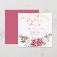 Elegant Pink Rose | Gold Frame 25th Birthday Party
