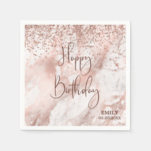 Elegant Pink Rose Gold Glitter Personalise Paper Napkin