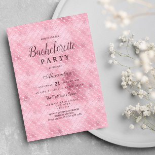 Elegant pink rose gold mermaid Bachelorette Party  Invitation