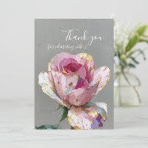 Elegant Pink Rose Impasto Floral Wedding Thank You