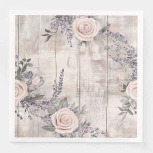 Elegant Pink Rose Lavender Wedding Paper Napkin