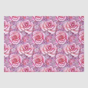Elegant Pink Rose Mosaic Pattern Birthday Tissue Paper