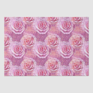 Elegant Pink Rose Mosaic Pattern Birthday Tissue Paper