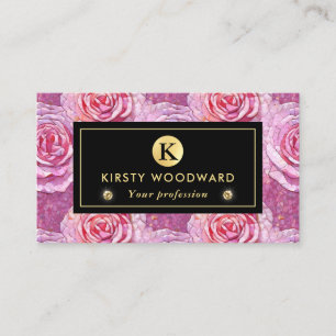 Elegant Pink Rose Mosaic Pattern Business Card