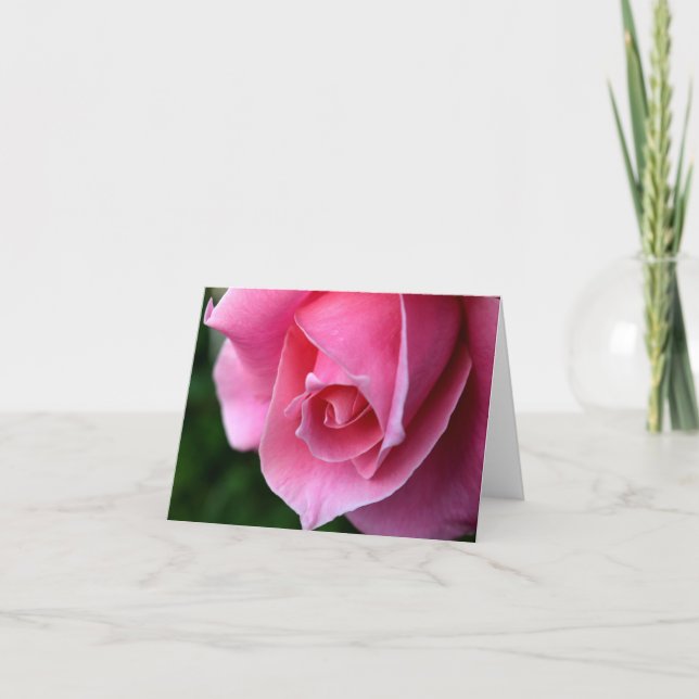 Elegant Pink Rose Note Card (Front)