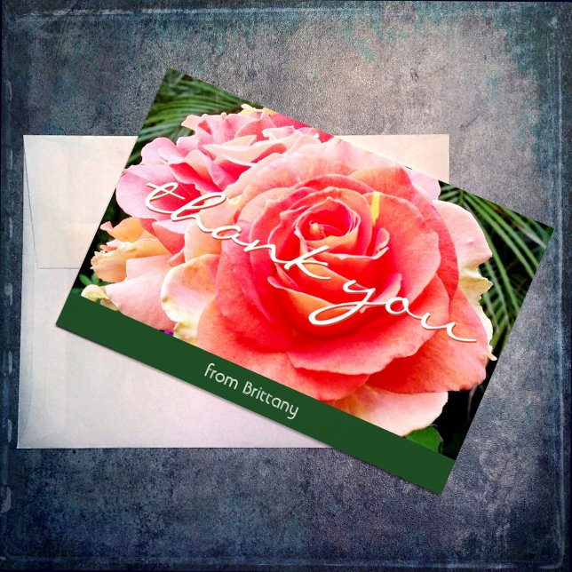 Elegant pink rose photography custom script modern thank you card (Creator Uploaded)
