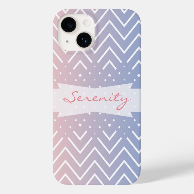 Elegant Pink rose quartz Blue pastel Chevron Name Case-Mate iPhone Case (Back)