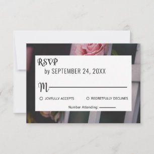 Elegant pink rose romantic blossom floral wedding  RSVP card