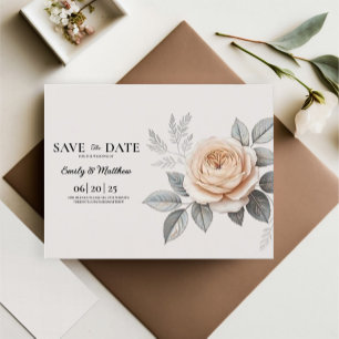 Elegant Pink Rose Save The Date Announcement Postcard
