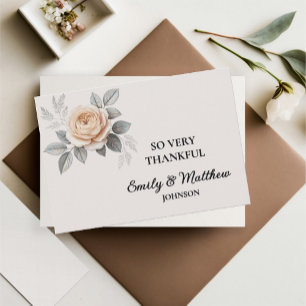 Elegant Pink Rose Thank You Card