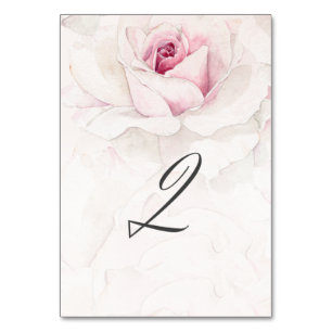Elegant Pink Rose Watercolor Floral No 2 Wedding Table Number