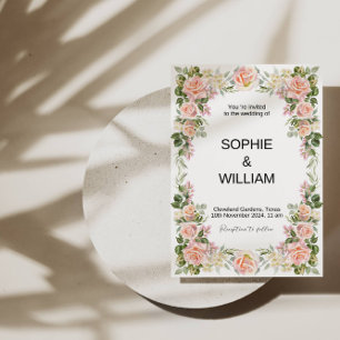 🌸 Elegant Pink Rose Wedding: A Timeless Romance  Invitation