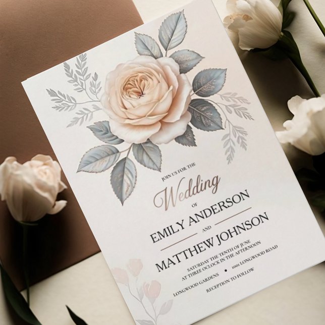 Elegant Pink Rose Wedding Invitation (Creator Uploaded)