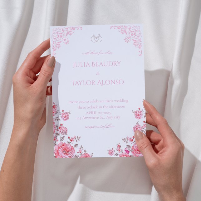Elegant Pink Rose Wedding Invite (Creator Uploaded)