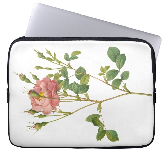 Elegant Pink Rosebud Botanical Laptop Sleeve (Front)
