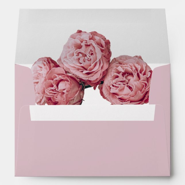 Elegant Pink Roses 5x7 Wedding Invitation Envelope (Back (Bottom))