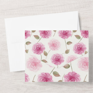 Elegant Pink Roses All in One Wedding Invite