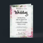 Elegant Pink Roses and Peony Buds Wedding Programme<br><div class="desc">This beautiful program is designed to give your guests all the information they need to follow along with your ceremony, and to acknowledge and thank the performers and members of your wedding party. The elegant design features beautiful bouquets of pink roses and peony buds on a marbled pale teal background....</div>