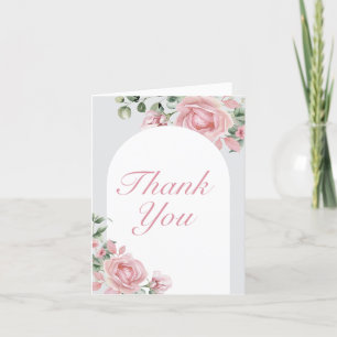 Elegant Pink Roses Birthday Thank You Card