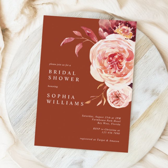 Elegant Pink Roses Bridal Shower Invitation (Creator Uploaded)