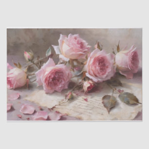 Elegant Pink Roses Decoupage Tissue Paper