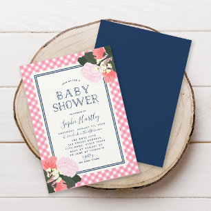 Elegant Pink Roses Floral Baby Shower Invitation