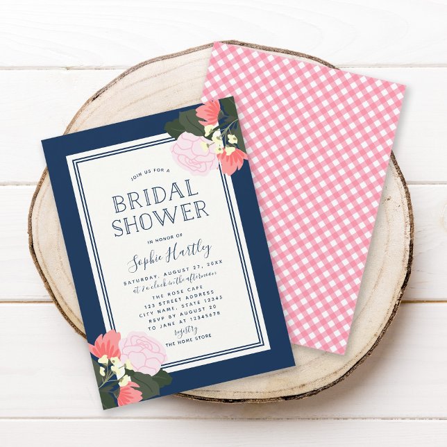 Elegant Pink Roses Floral Bridal Shower Invitation (Creator Uploaded)