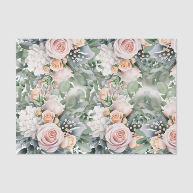 Elegant Pink Roses Floral Decoupage Paper (Front)