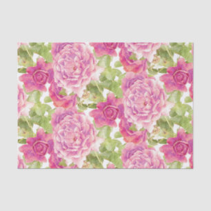 Elegant Pink Roses Floral Pattern Tissue Paper