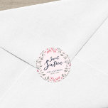 Elegant Pink Roses Floral Sweet 16 Birthday Party Classic Round Sticker<br><div class="desc">This elegant 16th birthday round sticker features a border of pink roses, pink leaves and grey leaves with the words "Sweet Sixteen" against a light pink background. Check out the matching Sweet 16 invitation and other matching items here https://www.zazzle.com/collections/elegant_pink_roses_floral_celebration-119231388249038612?rf=238364477188679314 Personalise it with your details by replacing the placeholder text. For...</div>
